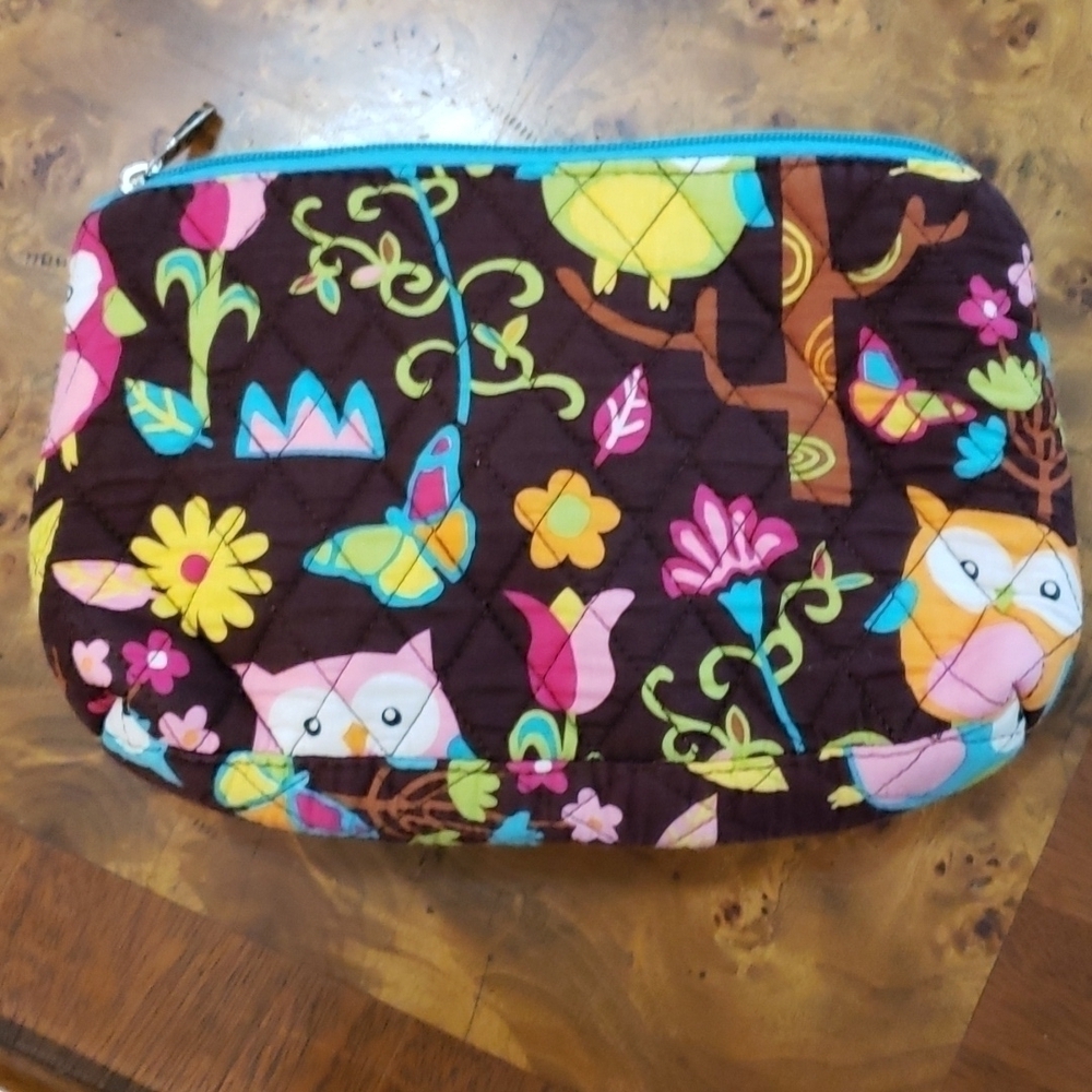 N. Gil Make-up Bag Cutch Owl Design Gingham Reversible EUC